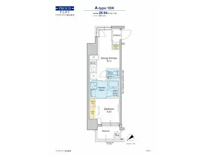 プラウドフラット西日暮里(1DK/3階)の間取り写真