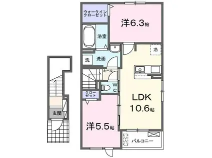 ミレールシャラン(2LDK/2階)の間取り写真