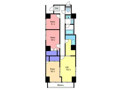 グランドール武戸野(3LDK/13階)の間取り写真