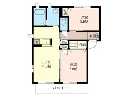 オー メゾンC(2LDK/1階)の間取り写真