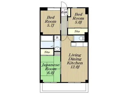 富士スカイハイツ(3LDK/4階)の間取り写真