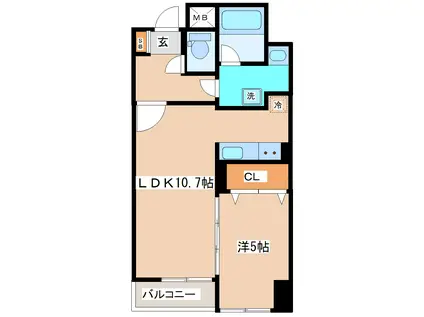 アリオール一番町(1LDK/8階)の間取り写真