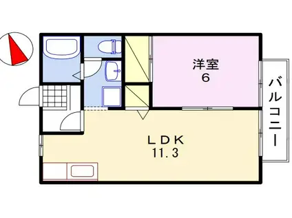 サンライフ双葉(1LDK/1階)の間取り写真