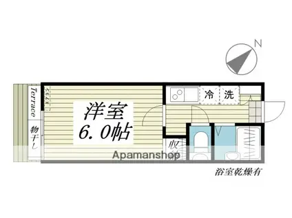 グリーンステージI(1K/2階)の間取り写真