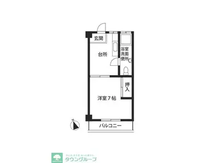 文蔵 ハイツ(1DK/2階)の間取り写真