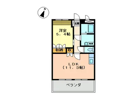 ベルメゾン久原(1LDK/2階)の間取り写真