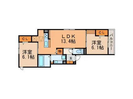 クレアクレール(2LDK/1階)の間取り写真