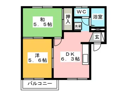 ドミール福寿(2DK/2階)の間取り写真