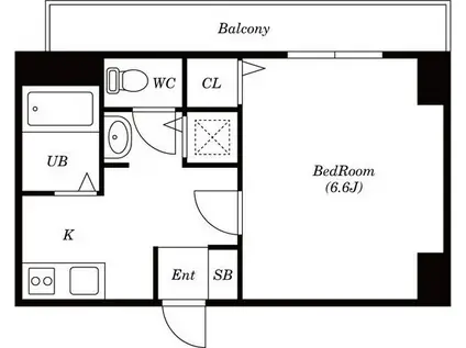 名古屋金山インテルノ(1K/11階)の間取り写真