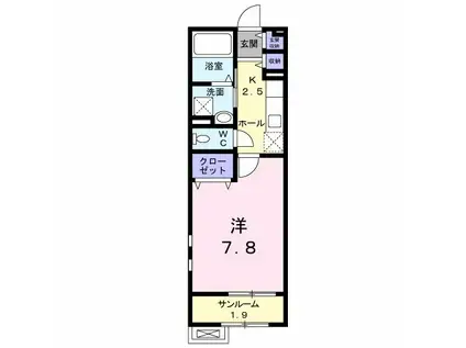 ルーチェ(1K/2階)の間取り写真