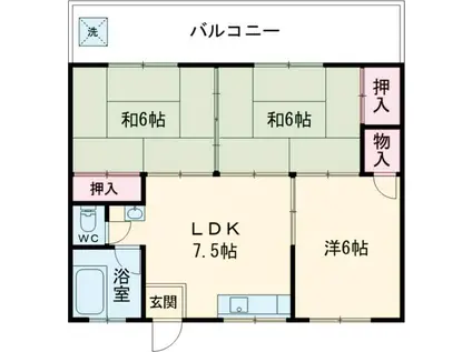 原田マンション(3DK/2階)の間取り写真