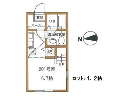 ハーミットクラブハウスビップレジデンス(ワンルーム/2階)の間取り写真