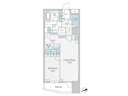 クオリア千代田御茶ノ水(1LDK/7階)の間取り写真