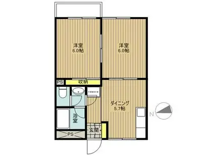 ヴァンベール船堀(2DK/1階)の間取り写真