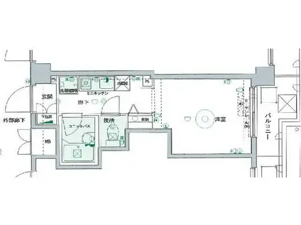 パークウェル目黒本町(1K/6階)の間取り写真