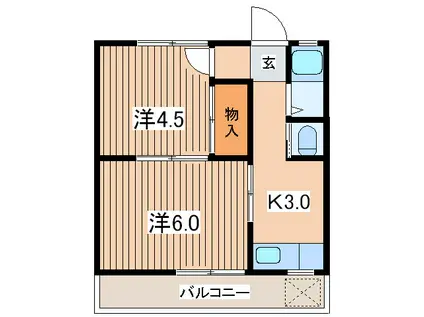 サンフラワー湘南(2K/1階)の間取り写真