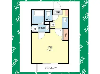 シャムロック野並(1K/2階)の間取り写真