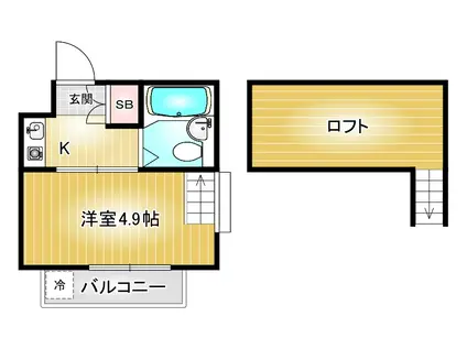 ヴァンベール平針(1K/2階)の間取り写真