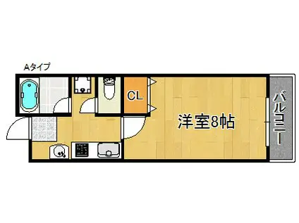 ソレーユ樽井(1K/2階)の間取り写真