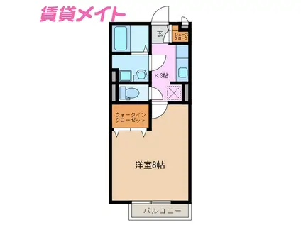 アッファビーレ東山(1K/2階)の間取り写真