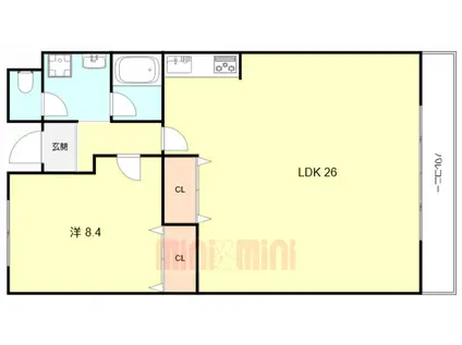 千舟リバーサイドヴィラB棟(1LDK/15階)の間取り写真