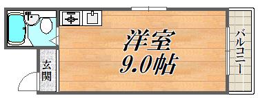コーポU(ワンルーム/3階)の間取り写真
