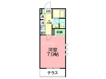 カサレア湘南(1K/1階)の間取り写真