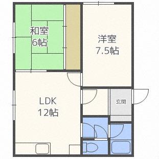 はまなすマンション(2LDK/1階)の間取り写真