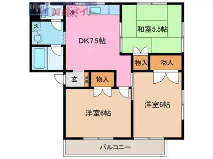 ドリームハイツ C(3DK/2階)の間取り写真