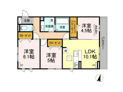 メゾン ド シュクレ(3LDK/1階)の間取り写真