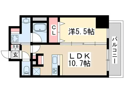 ハピネスガーデン新大阪(1LDK/9階)の間取り写真
