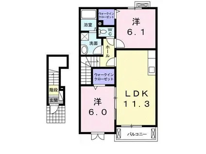 スイートアリッサム(2LDK/2階)の間取り写真