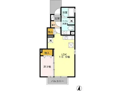 ヴァンコートC棟(1LDK/1階)の間取り写真
