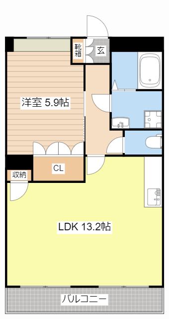 パラシオン八王子(1LDK/2階)の間取り写真