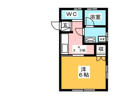 ベルデミール(1K/2階)の間取り写真