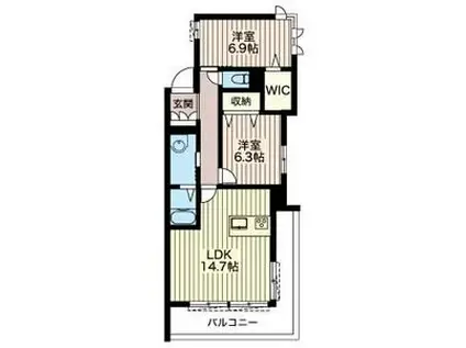 グランスクエア赤坂(2LDK/2階)の間取り写真