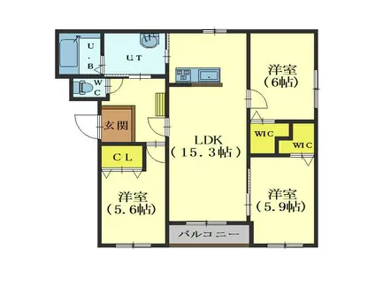 ル シャノワール (3LDK/1階)の間取り写真