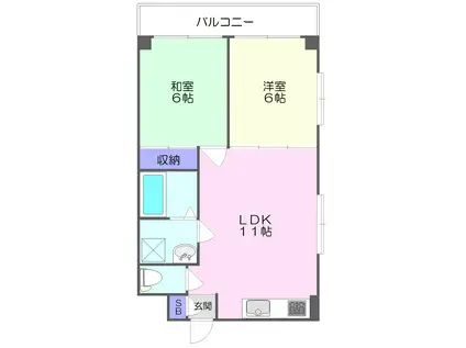 ドミール清水(2LDK/1階)の間取り写真