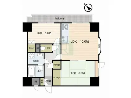 スカイコート川越西(2LDK/2階)の間取り写真
