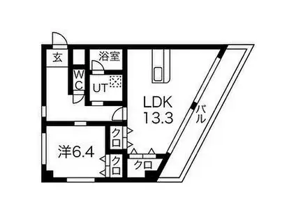 円上ヒルサイド(1LDK/3階)の間取り写真