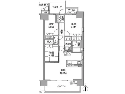 プレミスト都島パークフロント(3LDK/2階)の間取り写真