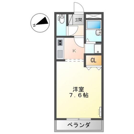 E.クレスト(1K/3階)の間取り写真
