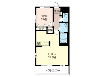 フェンテ北館(1LDK/1階)の間取り写真