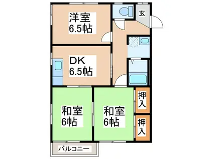 ハイツ宮田 C(3DK/2階)の間取り写真
