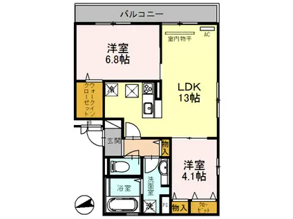 モンテリブロII(2LDK/2階)の間取り写真