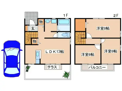 ヒルグレイス(3LDK/1階)の間取り写真