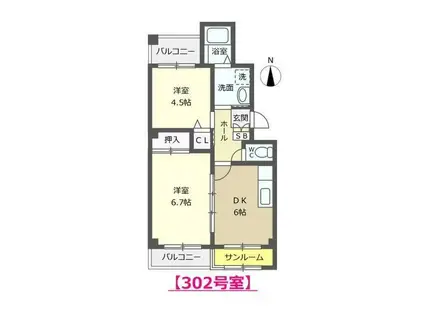 スターブルメゾン(2DK/3階)の間取り写真