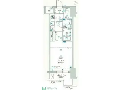 グランリーヴェル川崎ウエスト(1K/3階)の間取り写真