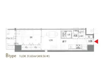 RESPIRE与野(1LDK/7階)の間取り写真
