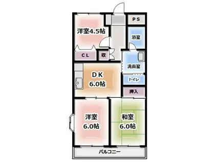 ベルロード23(3DK/2階)の間取り写真